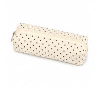 Jeeeun Polka Dot Pencil Case, Compact Canvas Zipper Pouch (#C) | Slim everyday organizer sized for pens, short pencils and small personal essentials