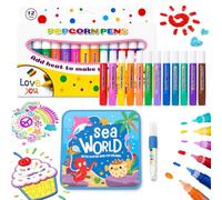 Jeeeun Popcorn Pens, 6/12-Pack Puffy Pens, Colors for 3D Art and DIY Crafts (12PCS)
