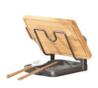 Jeeeun Pot Lid Holder, Stainless Multifunctional Kitchen Steel Pot Lid Holder While Cooking & Spoon With Removable Drip Tray For Countertop Space-Saving (Gray,Single-layer)