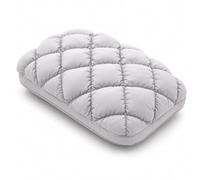 Jeeeun Puff Pillow, Marshmallow Pillows with Breathable Waffle Texture, Fluffy Soft Support for Bedroom Dorm Guest Room (High Pillow 1100g,Gray)