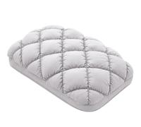 Jeeeun Puff Pillow with Waffle Quilted, Breathable Soft Marshmallow Pillow for Side Back Sleepers Bedroom Dorm Guest Room (Gray,Medium 1000g)