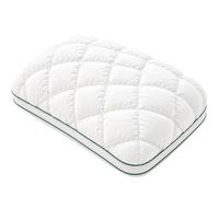 Jeeeun Puff Pillow with Waffle Quilted, Breathable Soft Marshmallow Pillow for Side Back Sleepers Bedroom Dorm Guest Room (Beige,Low 900g)