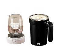 Jeeeun Self Stirring Coffee Mug, Automatic Magnetic Mixing Cup with Temperature Display, Rechargeable Smart Mug with Lid and Handle for Milk Tea Home Office Travel (Black)