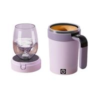 Jeeeun Self Stirring Coffee Mug, Automatic Magnetic Mixing Cup with Temperature Display, Rechargeable Smart Mug with Lid and Handle for Milk Tea Home Office Travel (Purple)