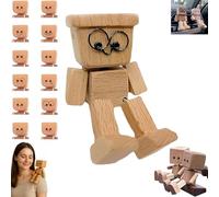 Jeeeun Shaking Wooden Man Figurine, Charming Little Wooden Figure That Sways with 12pcs Magnetic, Shake Your Feet Happily Wood Toy, Interesting Car Decorations, Creative Daily Gift (Type B)