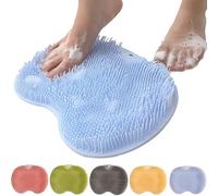 Jeeeun Silicone Foot Scrubber Mat for Shower, 2025 New Smooths Shower Foot Scrubber Mat,Foot Back Rub Cleaning Pad with Non-Slip Suction Cups for Exfoliating, Massage (Blue)