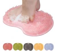 Jeeeun Silicone Foot Scrubber Mat for Shower, 2025 New Smooths Shower Foot Scrubber Mat,Foot Back Rub Cleaning Pad with Non-Slip Suction Cups for Exfoliating, Massage (Pink)