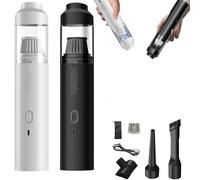 Jeeeun Slim V8 Mate Cordless Car Vacuum High Power 13000pa/30aw, Portable Car Wireless Vacuum Cleaner, Dual Gears, Long Battery Life, Type-C for Pet, Office, Vehicle (Black+White)
