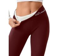 Jeeeun Soft Fleece Leggings for Women Winter, No Front Seam High Waist Thermal Leggings for Yoga Running Workout Daily Wear (Wine Red,Grand)