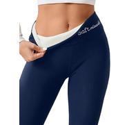 Jeeeun Soft Fleece Leggings for Women Winter, No Front Seam High Waist Thermal Leggings for Yoga Running Workout Daily Wear (Navy,Grand)