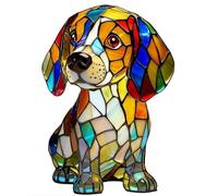 Jeeeun Stained Resin Dog Lamp - 3D Retro Rainbow Pup Lamp with Stained Resin Glow, Cute Puppy Led Ambient Light with USB Powered Energy-Efficient for Dog Lovers (1Pcs-B)
