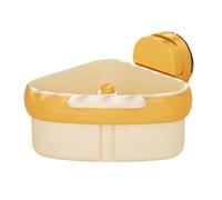 Jeeeun Suction Cup Sink Corner Rack, 2025 Upgraded Triangular Sink Strainer Basket with Drain Hole, Press Automatic Dumping Food Waste Catcher, Kitchen Faucet Sponge Storage Holder (Yellow * 1 pcs)