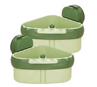 Jeeeun Suction Cup Sink Corner Rack, 2025 Upgraded Triangular Sink Strainer Basket with Drain Hole, Press Automatic Dumping Food Waste Catcher, Kitchen Faucet Sponge Storage Holder (Green * 2 pcs)