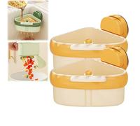 Jeeeun Suction Cup Sink Corner Rack, Food Waste Catcher, Triangle Storage Rack with Drain Hole, Press Automatic Dumping Sink Drainer Basket for Kitchen (2pcs Yellow)