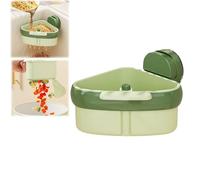 Jeeeun Suction Cup Sink Corner Rack, Food Waste Catcher, Triangle Storage Rack with Drain Hole, Press Automatic Dumping Sink Drainer Basket for Kitchen (Green)