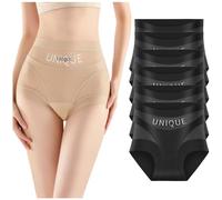 Jeeeun Unique Underwear Tummy Control, High-Waist Seamless Shaping Panties for Women, Smooths Waist Under Dresses Or Pants (6pcs Black,M)