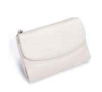 Jeeeun Unisex Pebble Leather Wallet - Full Grain Leather Card Holder, Coin Purse & Cash Slots for Women & Men (Off-White)