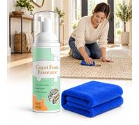 Jeeeun Waterless Carpet Foam Stain Remover with Towel, 60ml (1pc) | Four-step use: shake well, apply foam, gently brush or wipe, then allow the treated area to air-dry