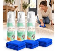 Jeeeun Waterless Carpet Foam Stain Remover with Towel, 60ml (3pcs) | Four-step use: shake well, apply foam, gently brush or wipe, then allow the treated area to air-dry