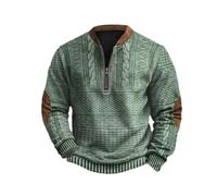 Jeeeun Whitecloths Life Clothing Men, Men's Vintage Knit Print Zip-Up Sweatshirt, 2024 New Substantial Clothing Mens (Green,XL)