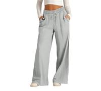 Jeeeun Wide Leg Linen Pants for Women, Casual Summer High Waisted Elastic Drawstring Baggy Lounge Trousers