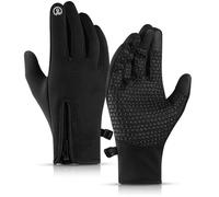 Jeeeun Windproof Winter Gloves, Waterproof Thermal Gloves with Sensitive Touch Screen Texting Fingers Windproof Elastic Wrist and Non-Slip Palm for Running Cycling Driving (Black,Small)