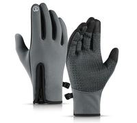 Jeeeun Windproof Winter Gloves, Waterproof Thermal Gloves with Sensitive Touch Screen Texting Fingers Windproof Elastic Wrist and Non-Slip Palm for Running Cycling Driving (Gray,Medium)