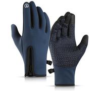 Jeeeun Windproof Winter Gloves, Waterproof Thermal Gloves with Sensitive Touch Screen Texting Fingers Windproof Elastic Wrist and Non-Slip Palm for Running Cycling Driving (Blue,Small)