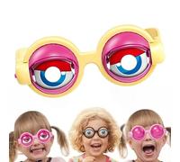 Jeeeun Winking Glasses, Kinetic Crazy Eyes Glasses with Manual Blink Action for Prank, Party Jokes, Costumec (Yellow)