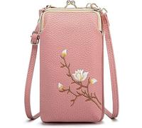 Jeeeun Women Sling Cross-Body Wallet - Mobile Cell Phone Purse Wallet Crossbody, Mini Shoulder Purse Pocket (Pink)
