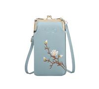 Jeeeun Women Sling Cross-Body Wallet with Phone Holder, Small Crossbody Bag with Card Slots & Adjustable Strap (Blue)