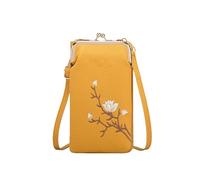 Jeeeun Women Sling Cross-Body Wallet with Phone Holder, Small Crossbody Bag with Card Slots & Adjustable Strap (Yellow)
