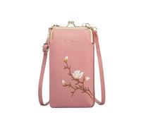 Jeeeun Women Sling Cross-Body Wallet with Phone Holder, Small Crossbody Bag with Card Slots & Adjustable Strap (Pink)