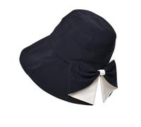 Jeeeun Women's Bowknot Wide Brim Sun Protective Hat - 360° Protection Foldable Breathable Beach Travel Sun Protective Hat (Black)