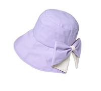 Jeeeun Women's Bowknot Wide Brim Sun Protective Hat - 360° Protection Foldable Breathable Beach Travel Sun Protective Hat (Purple)