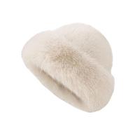 Jeeeun Womens Winter Faux Fur Bucket Hat, 2026 New Winter Warmer Fisherman Cap (Beige)
