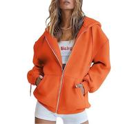 Jeeeun Zip Up Hoodie Women Oversized, Zip Up Jacket with Cardigan Zipper Style Jacket Lightweight Fall Hoodies (Orange,TTG)