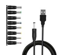 JeeGoWooss Câble d'alimentation USB vers DC 5 V, cordon d'alimentation universel USB vers DC, adaptateur de prise 5,5 x 2,1 mm avec 8 embouts de connecteur pour équipement audio, routeur, lumière LED