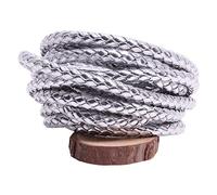 JEEIJ 3/4/5/6/8/10/12mm Cordon en Cuir Rond Collier à Faire soi-même Bracelet Faisant la Recherche d'or/Argent tressé PU Corde Bijoux Accessoires, 1 pièces (Color : Silver, Size : 7mm 5m)