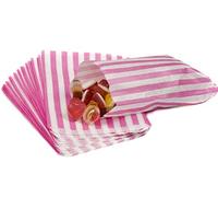 JeeJan Lot de 100 Sachets en Papier Motif à Rayures pour Bonbons Fêtes Pochettes Surprises Buffets Mariage 50 Bags rose