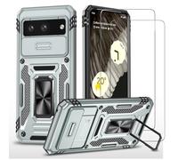 Jeelar ESONG Antichoc Coque Para Xiaomi 15T Pro,TPU+PC Housse Protection de Militaire avec Lentille Coulissante Couverture/2* Verre Trempé,Compatible Support De Voiture Magnétique-Gris