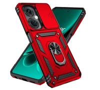 Jeelar ESONG Coque Para OnePlus Nord CE3 5G/CE3 Lite 5G/Nord N30 5G,Oppo A98 5G/F23,TPU+PC Rigide Armure Housse avec Lentille Coulissante Couverture/Rotation à 360 Anneau de Support,Rouge