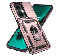 Jeelar ESONG Coque Para OnePlus Nord CE3 5G/CE3 Lite 5G/Nord N30 5G,Oppo A98 5G/F23,TPU+PC Rigide Armure Housse avec Lentille Coulissante Couverture/Rotation à 360 Anneau de Support,Or Rose