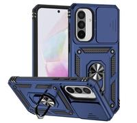 Jeelar ESONG Coque Para Samsung Galaxy A26,TPU+PC Rigide Armure Housse avec Lentille Coulissante Couverture/Rotation à 360 Anneau de Support,Marine