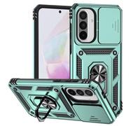 Jeelar ESONG Coque Para Samsung Galaxy A26,TPU+PC Rigide Armure Housse avec Lentille Coulissante Couverture/Rotation à 360 Anneau de Support,Vert