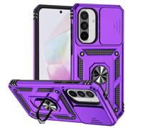 Jeelar ESONG Coque Para Samsung Galaxy A26,TPU+PC Rigide Armure Housse avec Lentille Coulissante Couverture/Rotation à 360 Anneau de Support,Violet