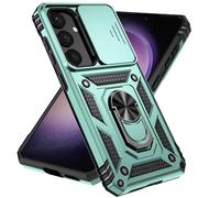 Jeelar ESONG Coque Para Samsung Galaxy S24+Plus,TPU+PC Rigide Armure Housse avec Lentille Coulissante Couverture/Rotation à 360 Anneau de Support,Vert