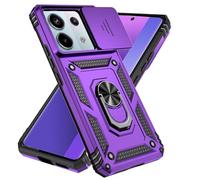 Jeelar ESONG Coque Para Xiaomi Poco X6 5G/Redmi Note 13 Pro 5G,TPU+PC Rigide Armure Housse avec Lentille Coulissante Couverture/Rotation à 360 Anneau de Support,Violet