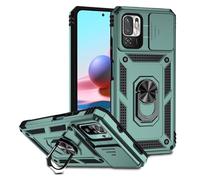 Jeelar ESONG Coque Para Xiaomi Redmi Note 10 5G,TPU+PC Rigide Armure Housse avec Lentille Coulissante Couverture/Rotation à 360 Anneau de Support,Vert