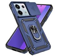 Jeelar ESONG Coque Para Xiaomi Redmi Note 13 5G,TPU+PC Rigide Armure Housse avec Lentille Coulissante Couverture/Rotation à 360 Anneau de Support,Marine